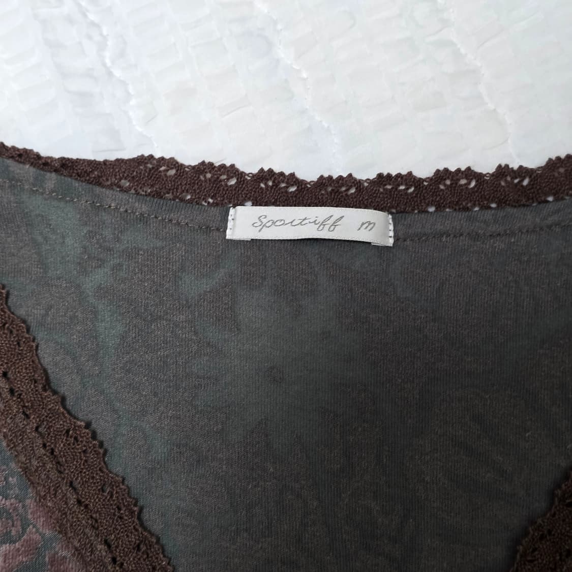 일본빈티지 오리엔탈y2k 브라운x카키 벨벳 롱슬리브 상품이미지4