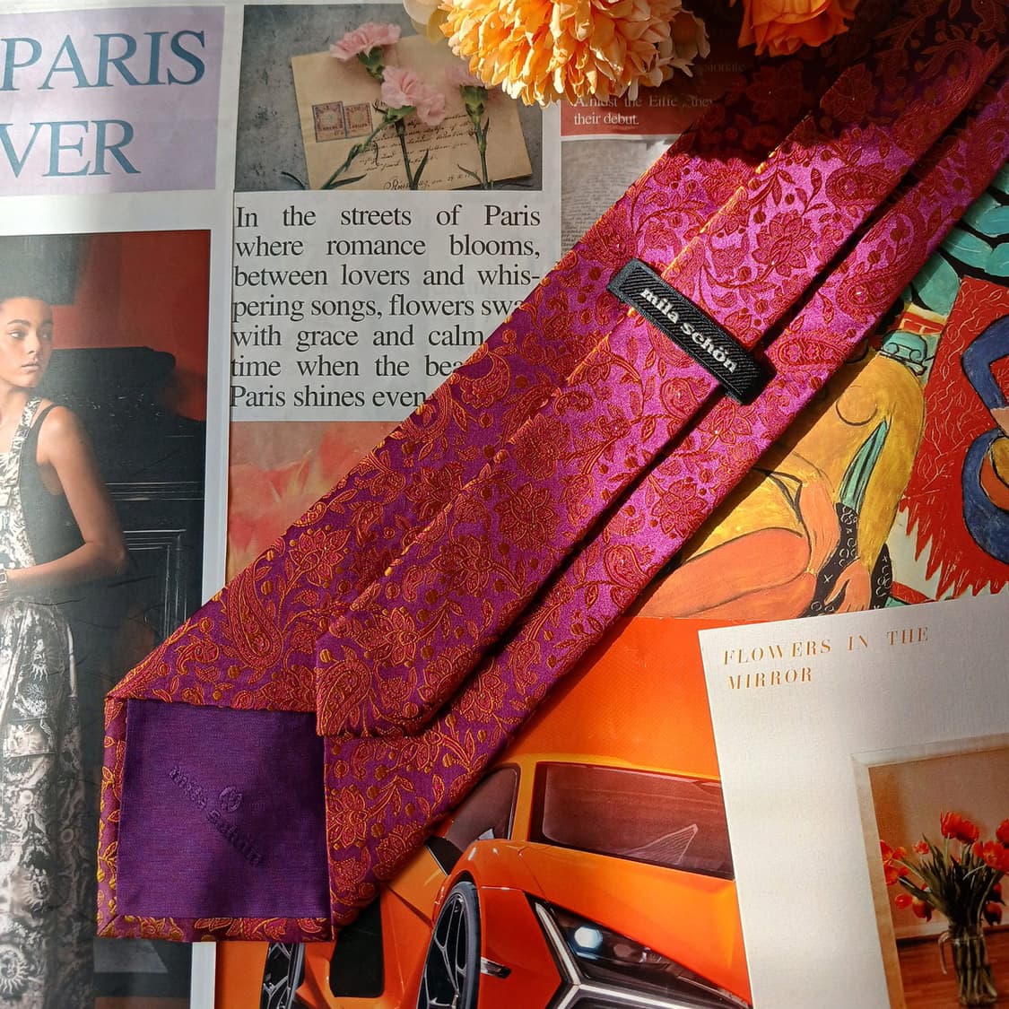 밀라숀 실크 퍼플 페이즐리 패턴 넥타이 9.5cm A+등급 A19863
 상품이미지6