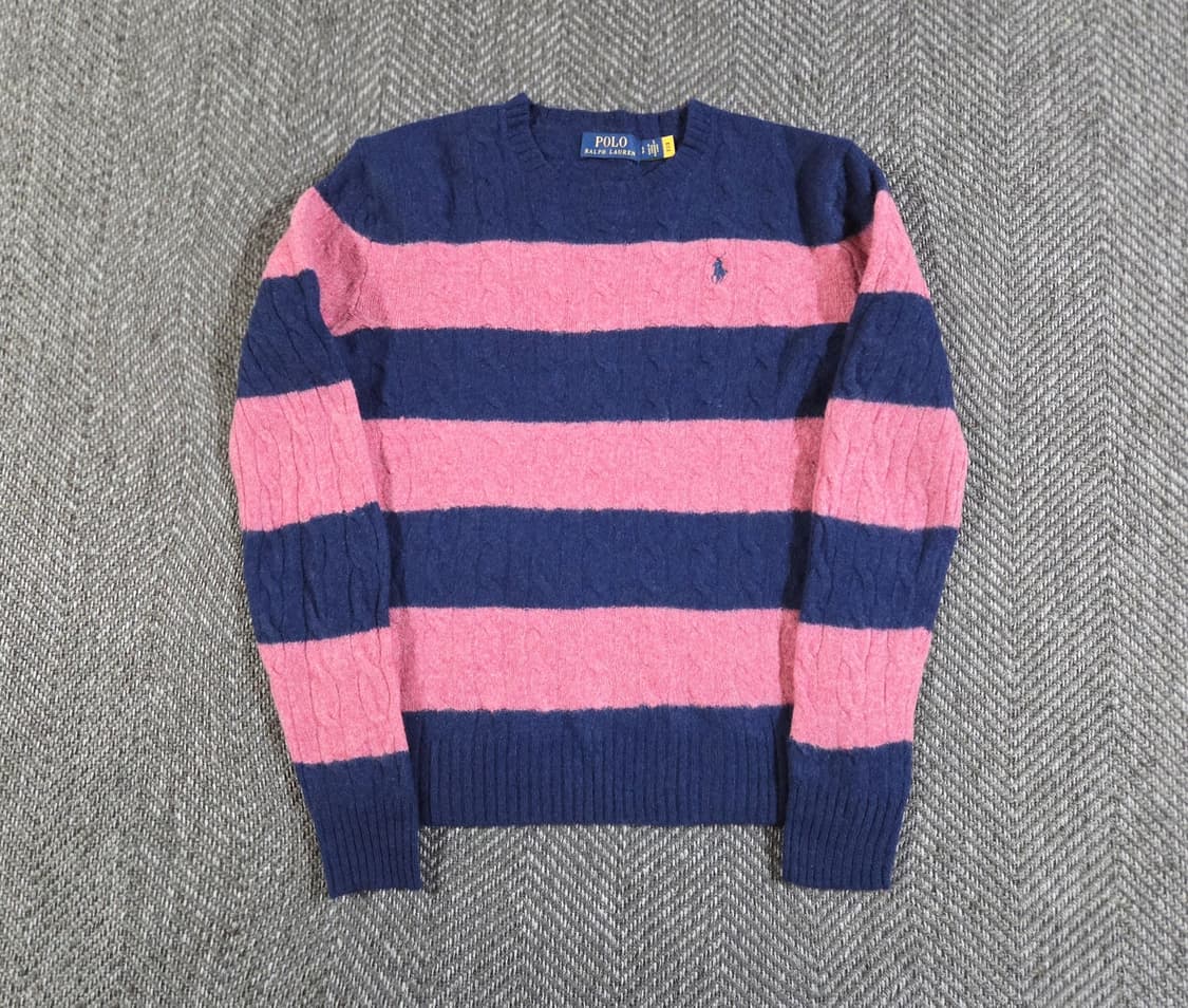 신형 QR 폴로 랄프로렌 스트라이프 케이블 니트 상품이미지1