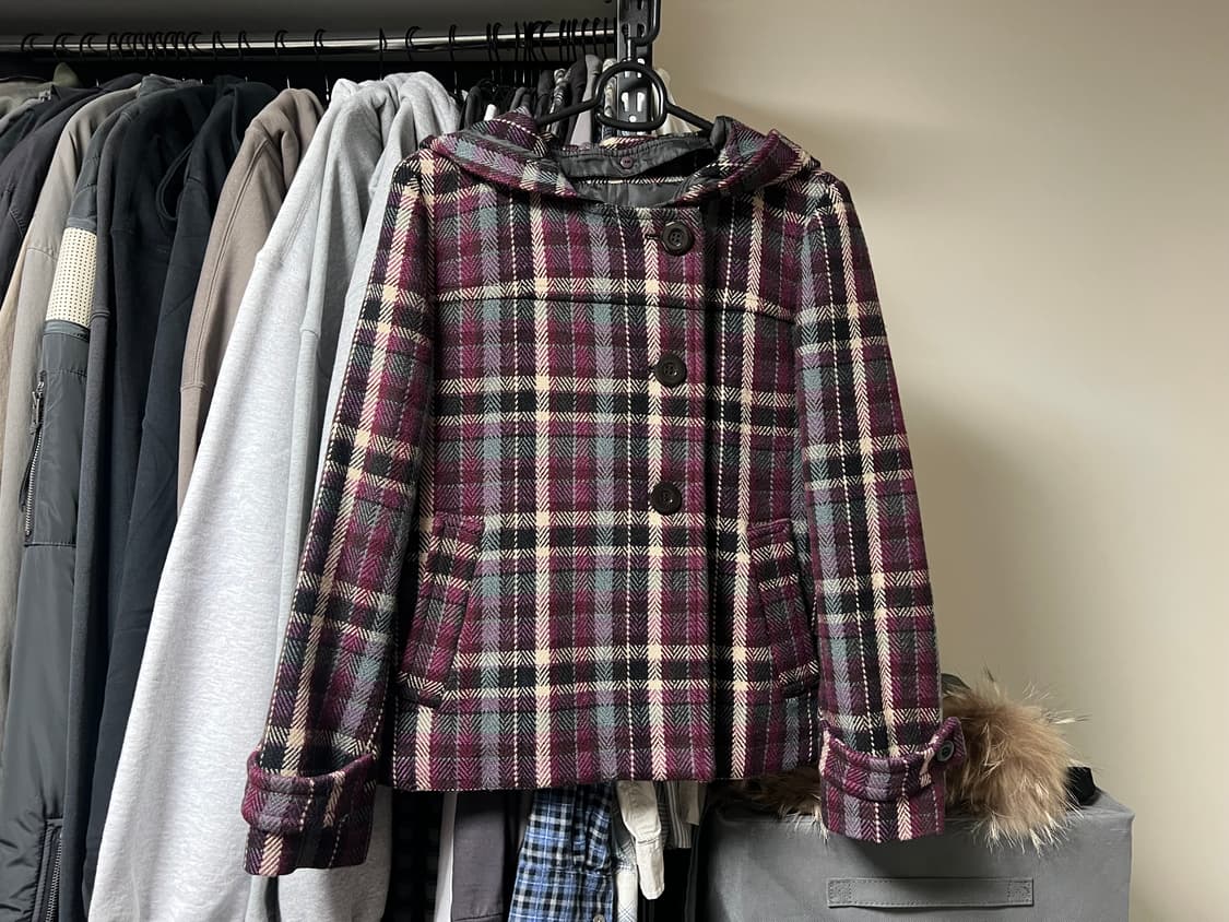 체크 후드 자켓 상품이미지1