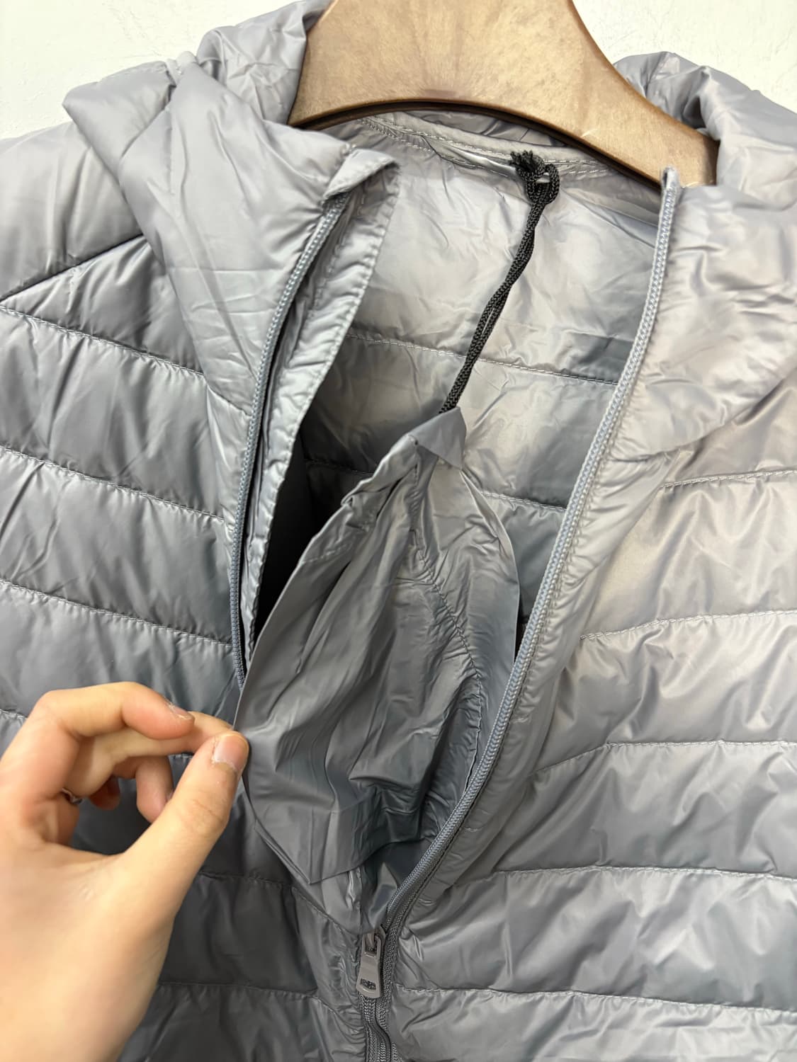빈티지 그레이 라이트다운 경량 후드자켓 A3092 상품이미지3