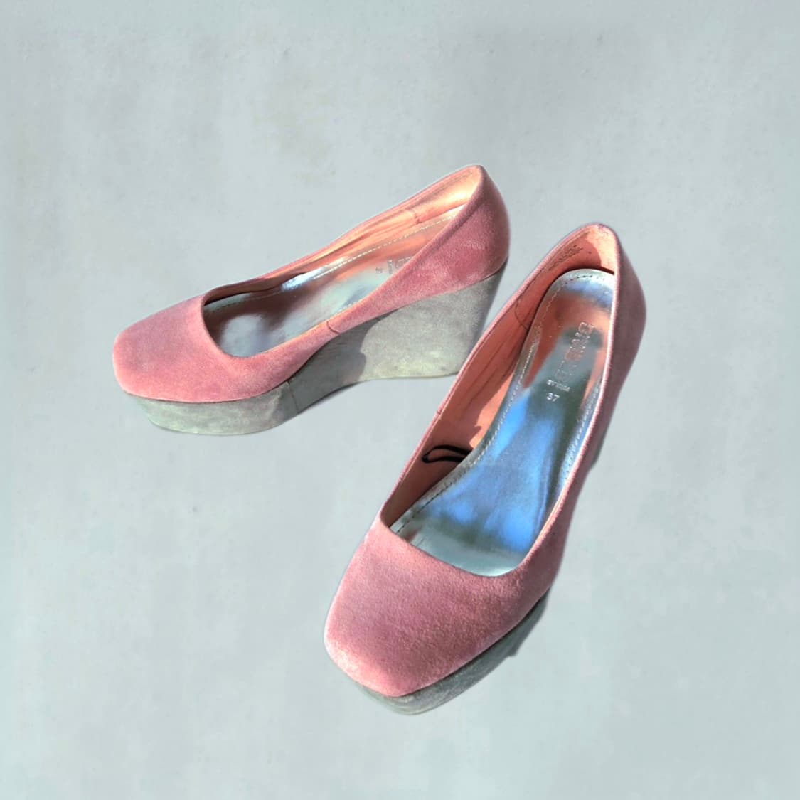 y2k Two-tone Suede-feel Chunky Wedges 상품이미지1