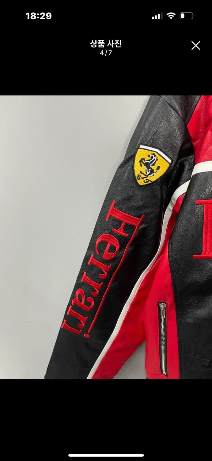페라리 말보로 패치워크 레드 배색 레더 레이싱 자켓 A3400 상품이미지5