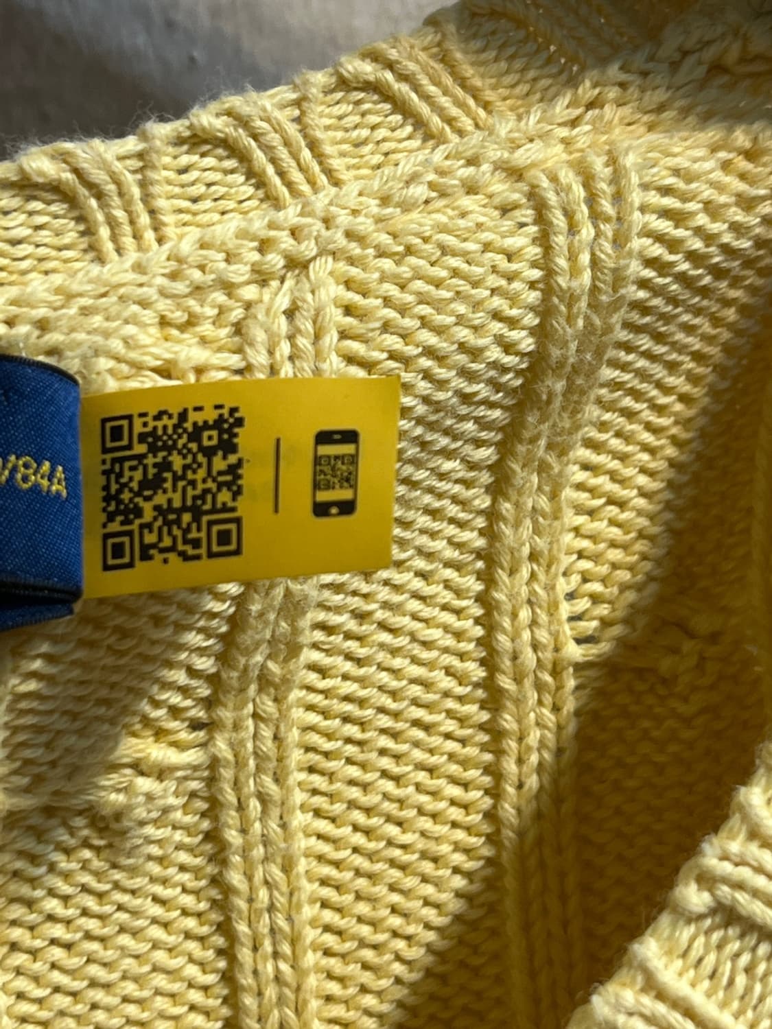 폴로 랄프 로렌 옐로우 케이블 브이넥 스웨터 상품이미지4