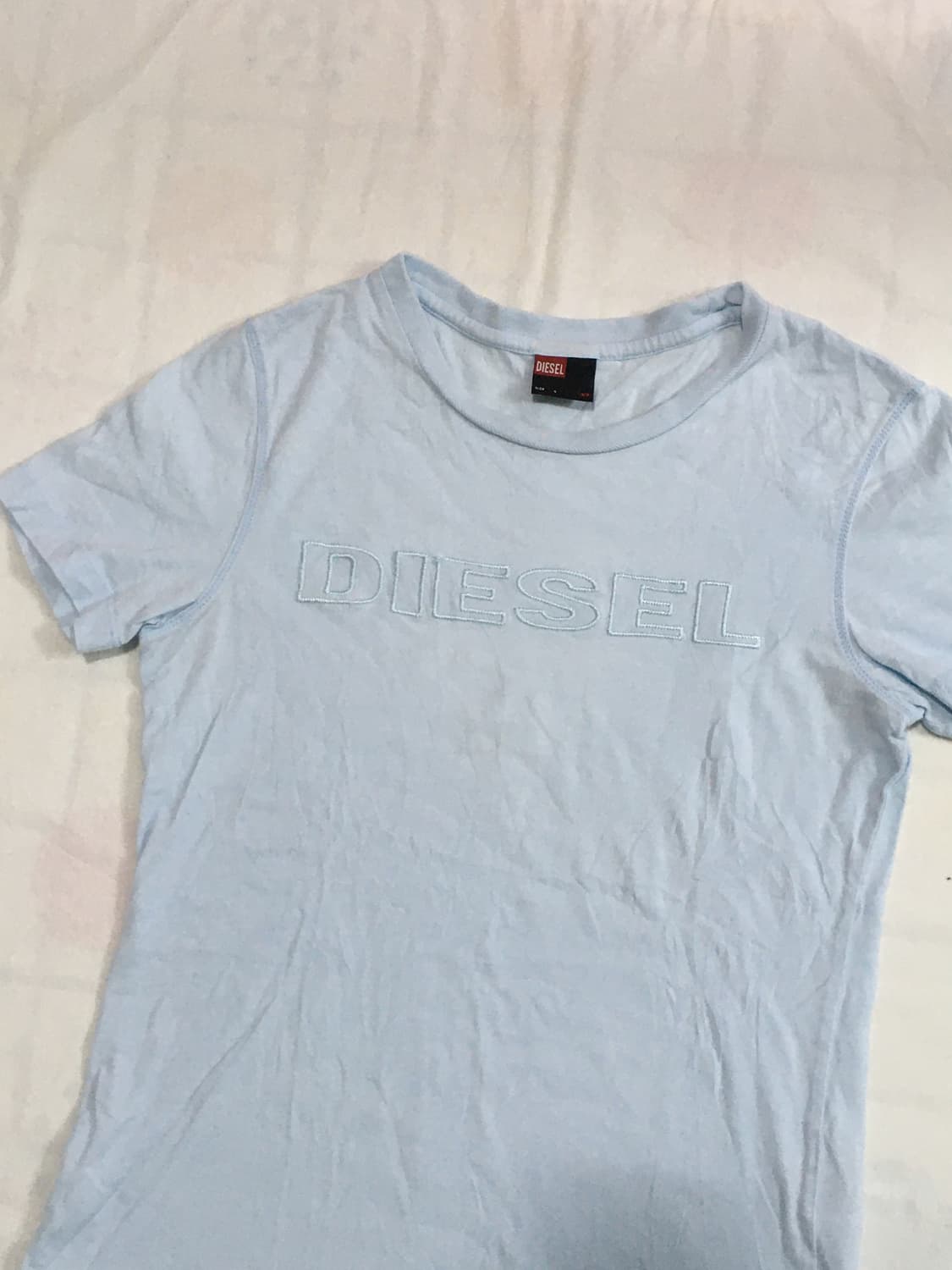 디젤 Diesel 하늘색 로고 티 상품이미지2