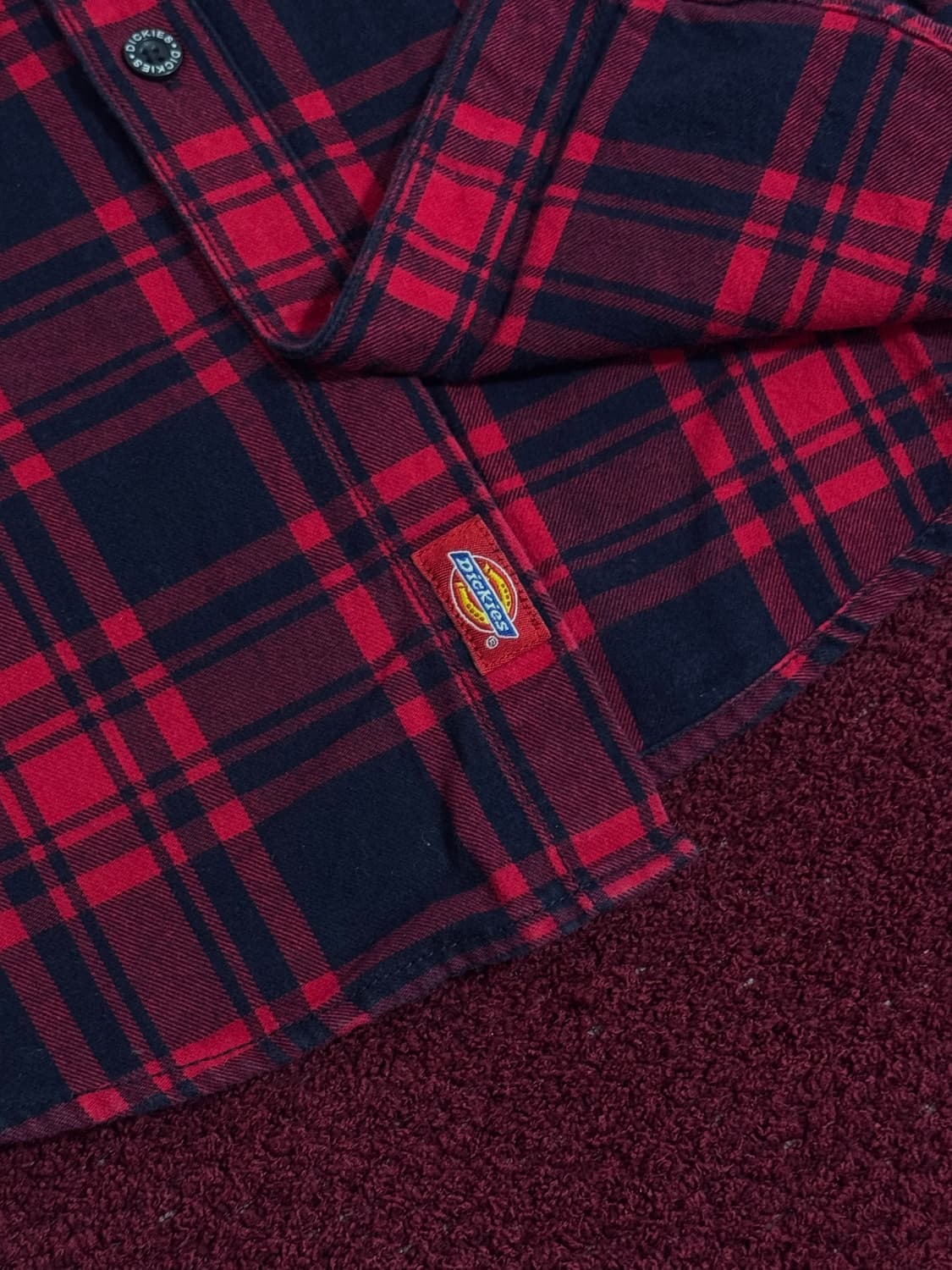 디키즈 레드/네이비 체크 셔츠 M 상품이미지4