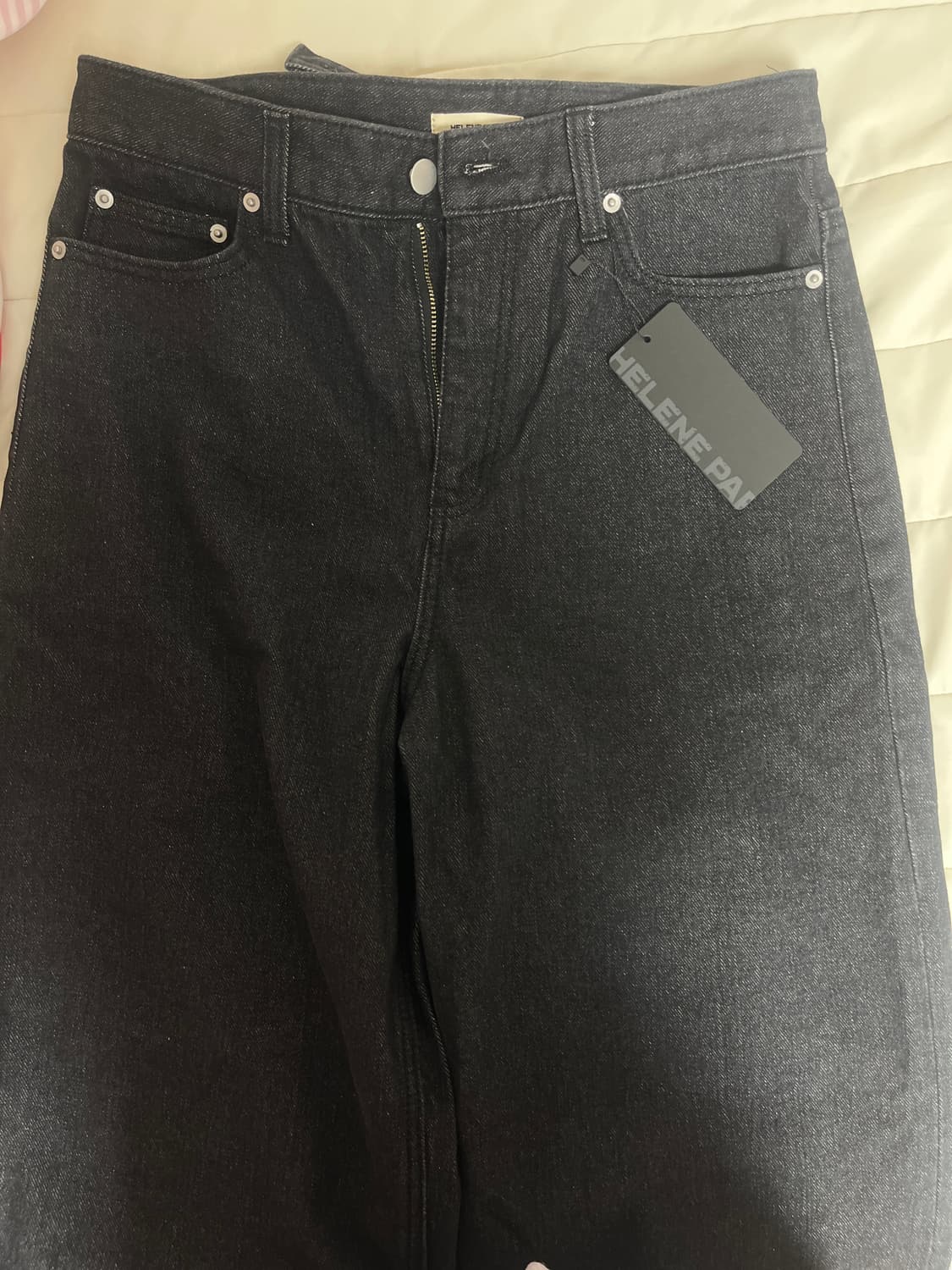 헬레네 아트 레터링 어드저스트 와이드팬츠 (데님블랙노멀) 상품이미지2