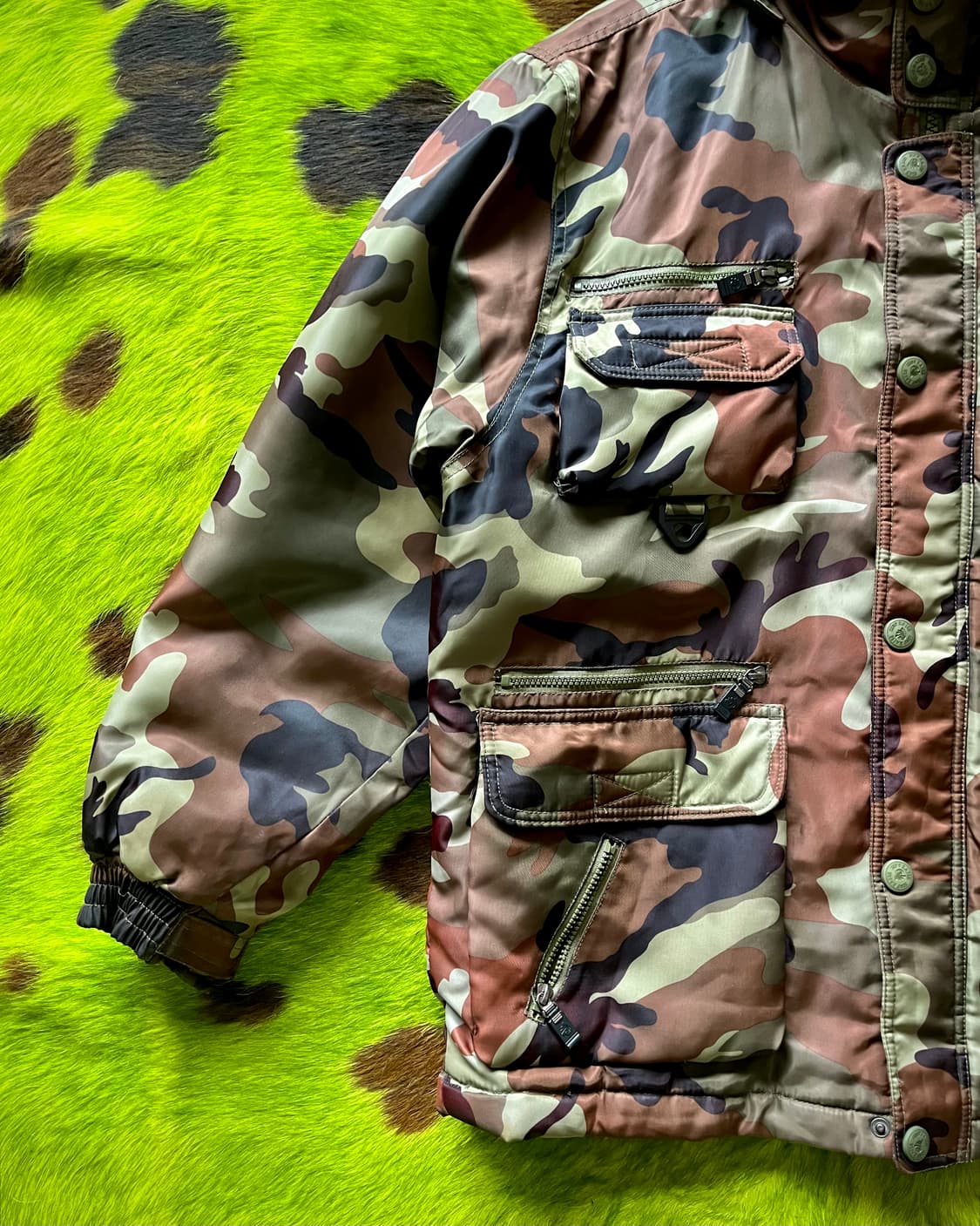 90-00s Vintage Y2K Camo Fur Hood Padding 상품이미지8