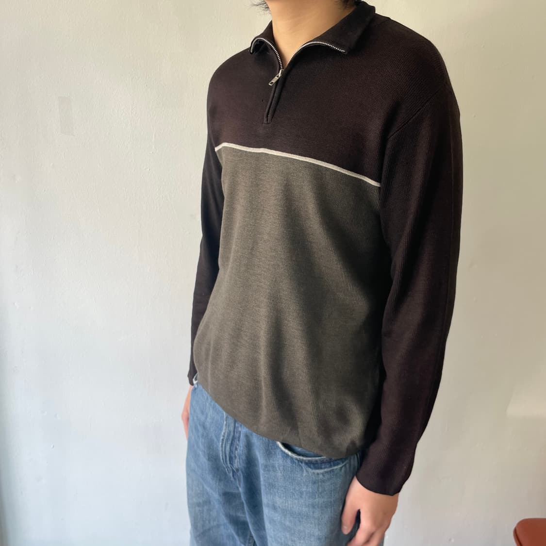 90s 초기 유니클로  하프집업 니트 상품이미지2