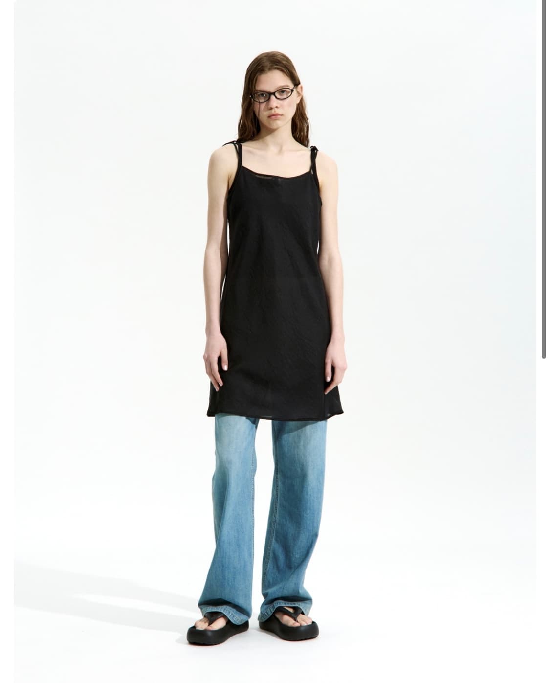 로우클래식 블랙 실키 플로럴 원피스 상품이미지1