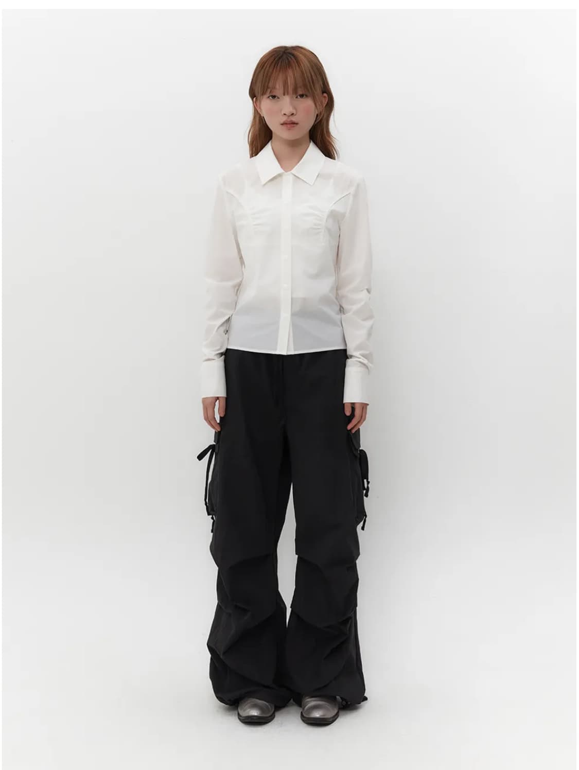 뚜오미오 shirred slim shirt 상품이미지1