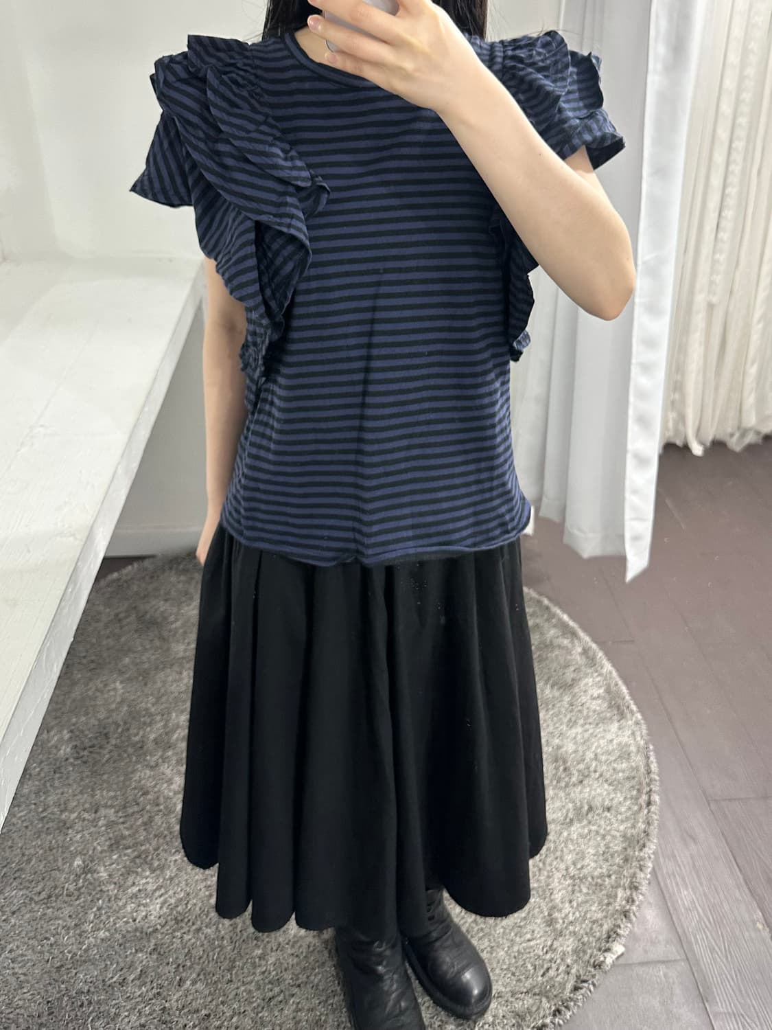 sugar spoon stripe ruffle detail top 상품이미지2
