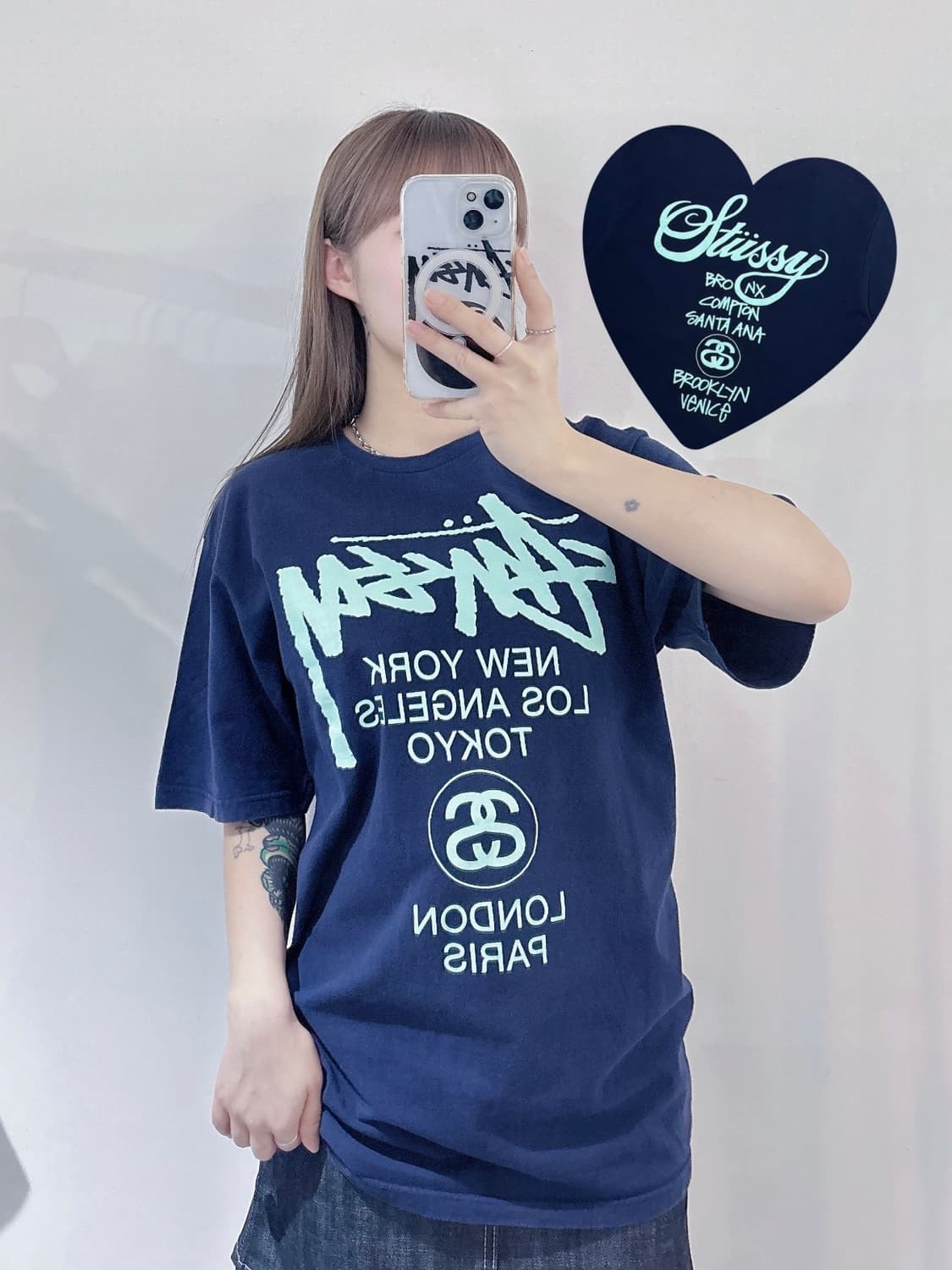 스투시 월드투어 네이비 반팔 상품이미지1