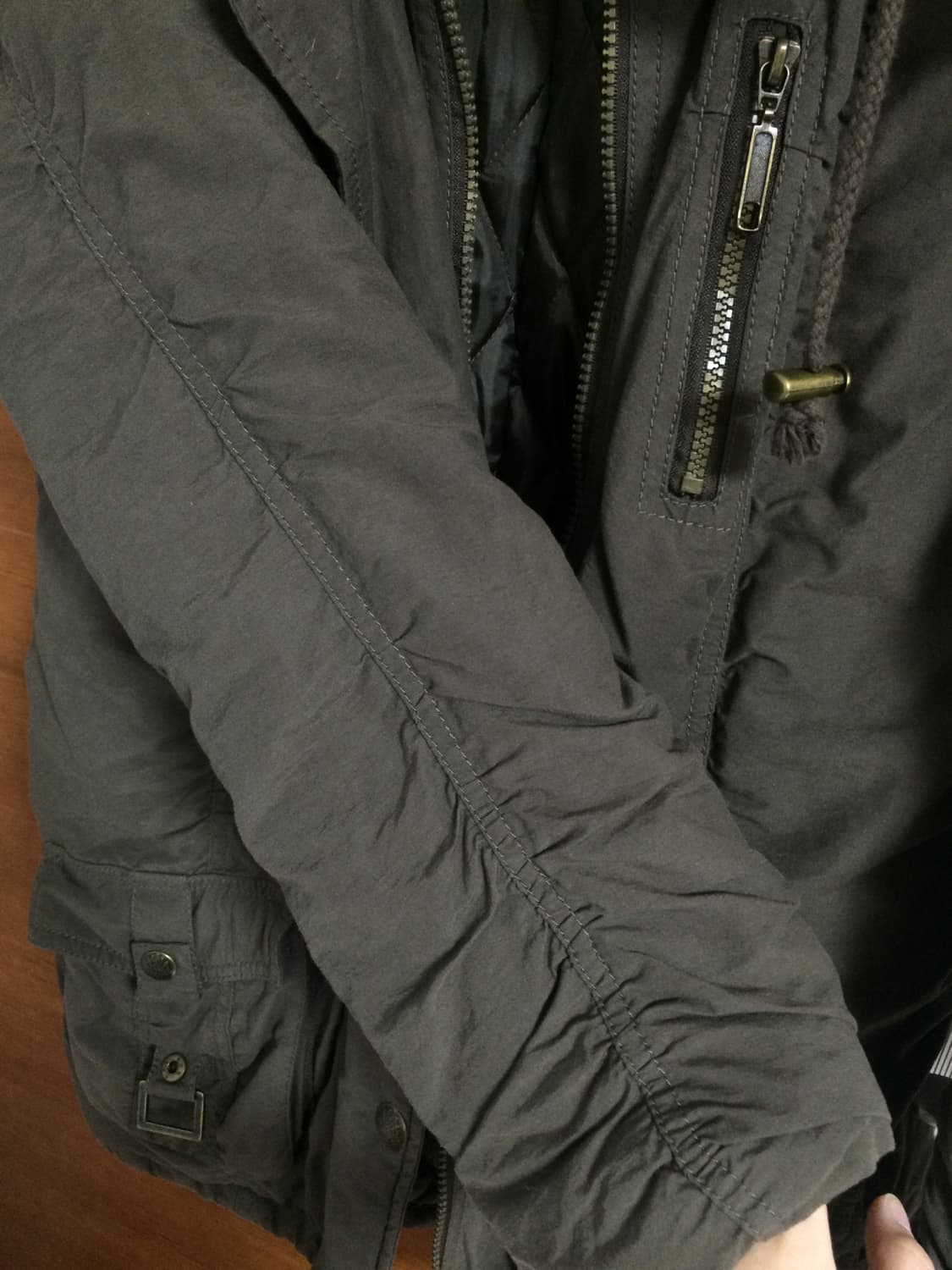 디테일 셔링 빈티지 카키 야상 자켓 상품이미지4