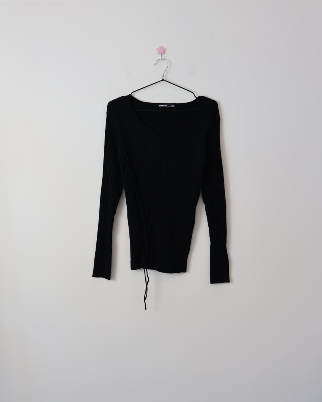 Shinnosuke Ribbed Black Long Sleeve 상품이미지4