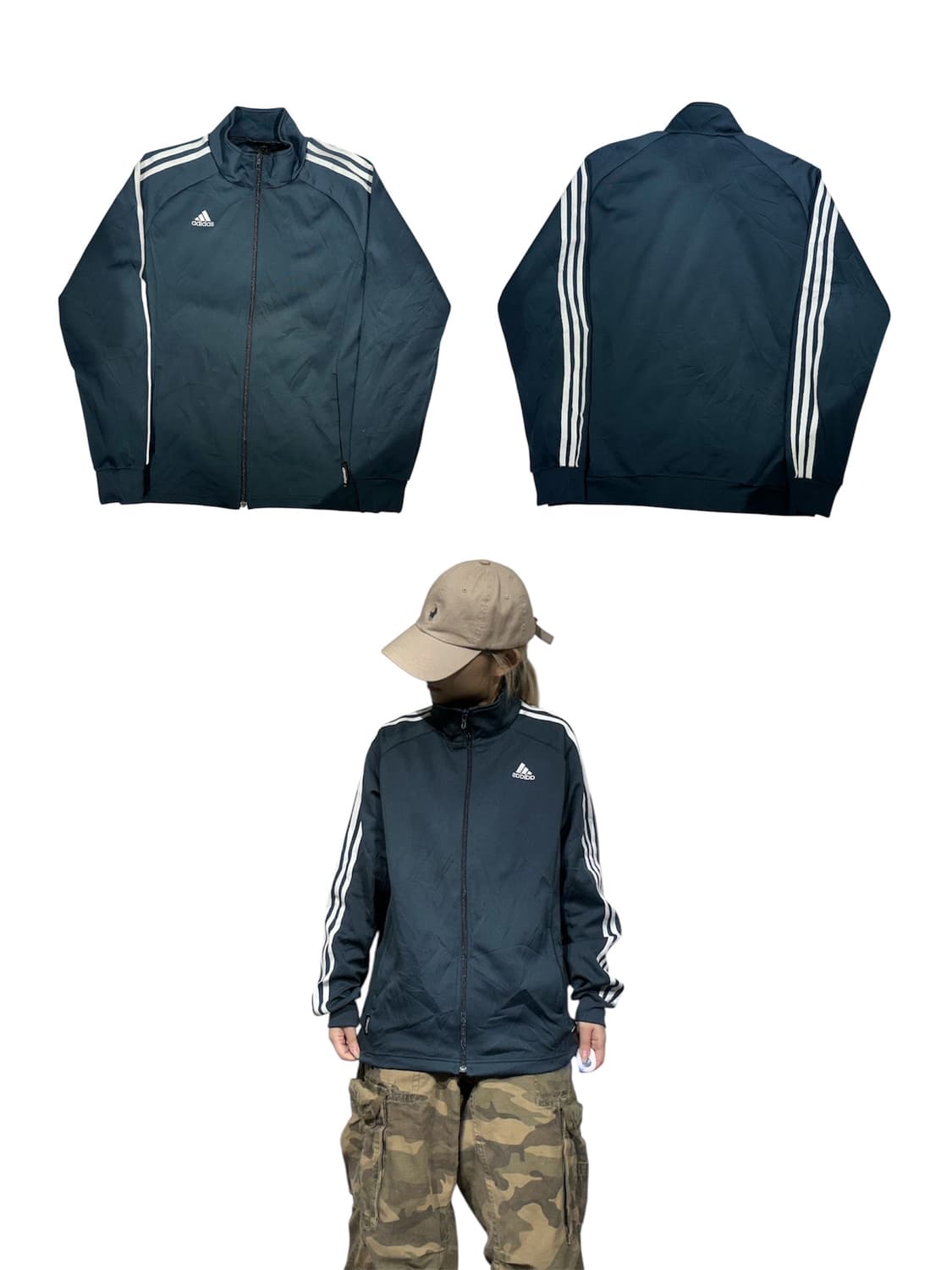 아디다스 네이비 화이트 삼선 트랙탑 져지 L 상품이미지1