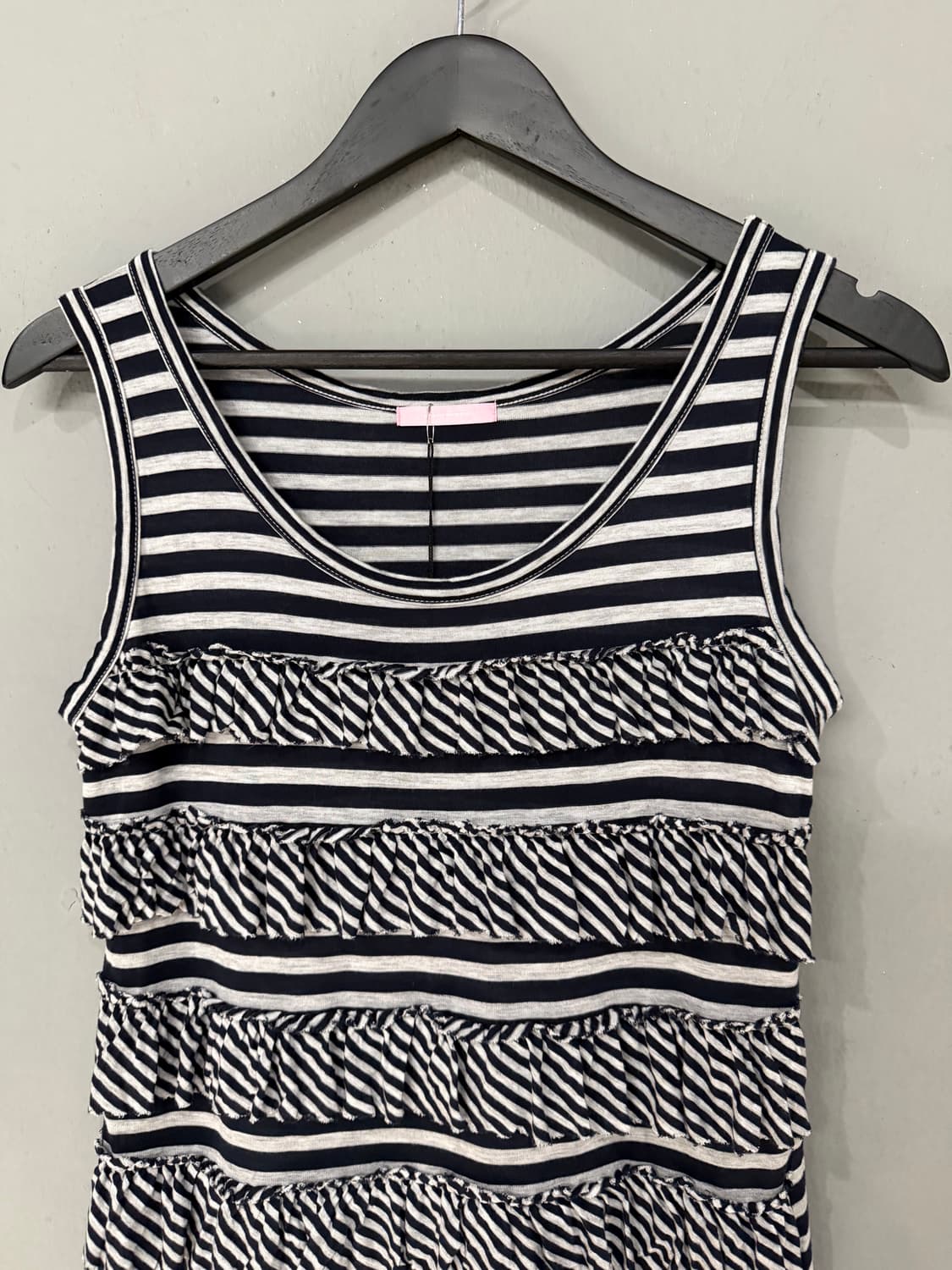 stripe pattern frill detail sleeveless  상품이미지6