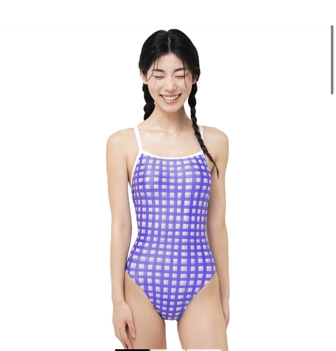 [한정판/새제품] 배럴 아쿠아 글렌체크 브이백 수영복 (퍼플) 상품이미지2
