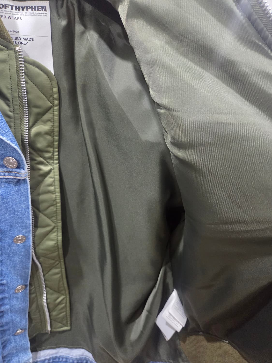 SOFTHYPHEN 데님 MA-1 레이어드 자켓 상품이미지4