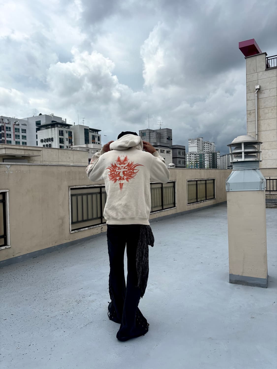 “Karma” Tribal&Cross Print Beige Hoo 상품이미지8