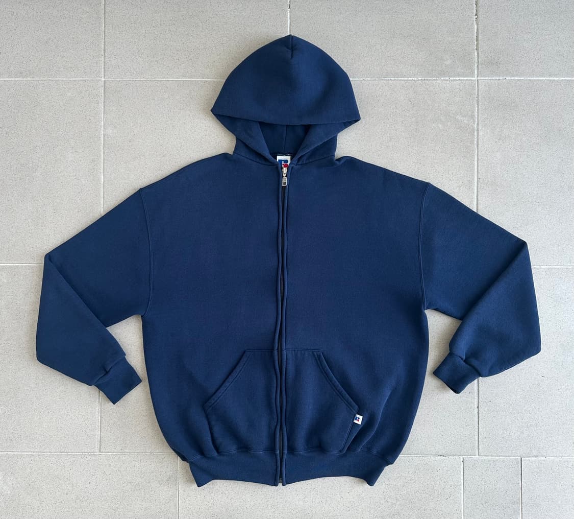 90s 빈티지 러셀 후드집업 네이비 XL 상품이미지1