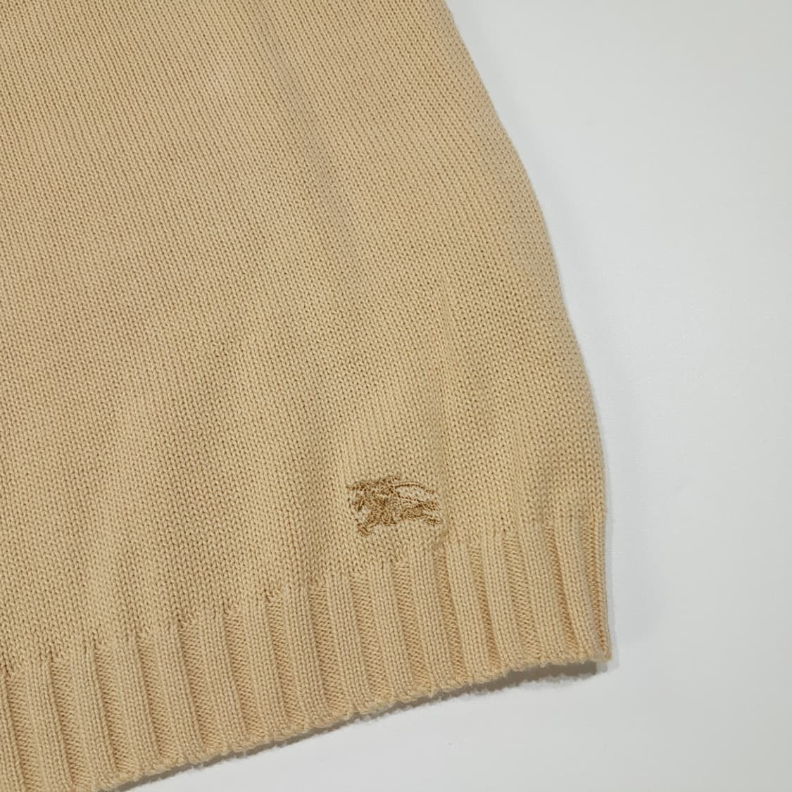 CL877 M 버버리 00s 일본판 터틀넥 베이지 니트 조끼 상품이미지3
