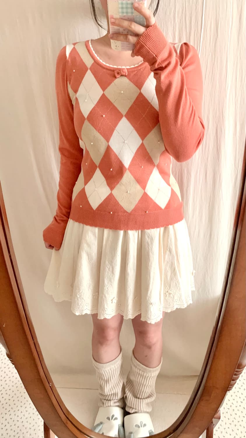 C.D.S 핑크 아가일 로걀탑 상품이미지3