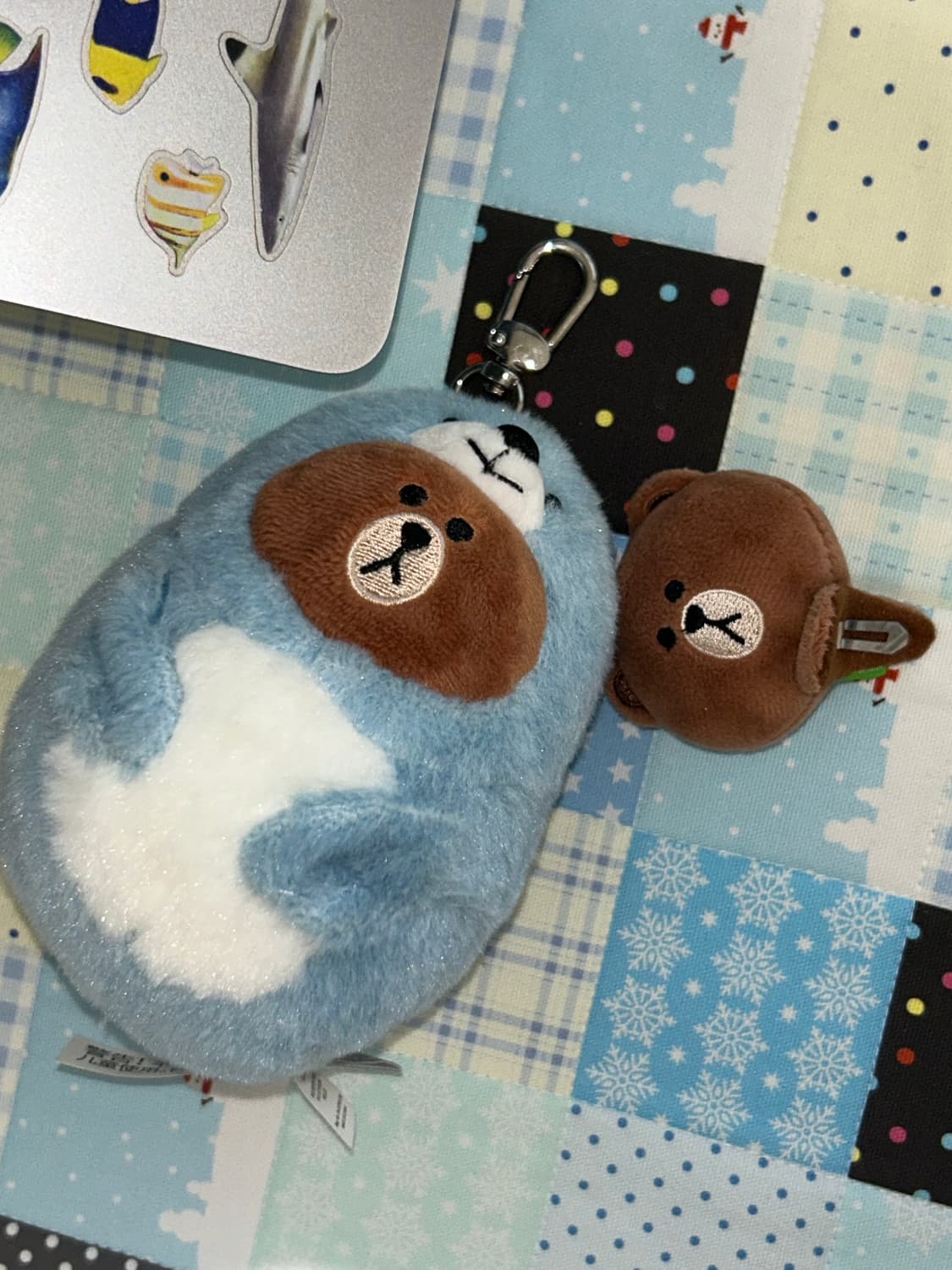 브라운 물개 키링+머리핀(라떼갸루깔) 상품이미지1