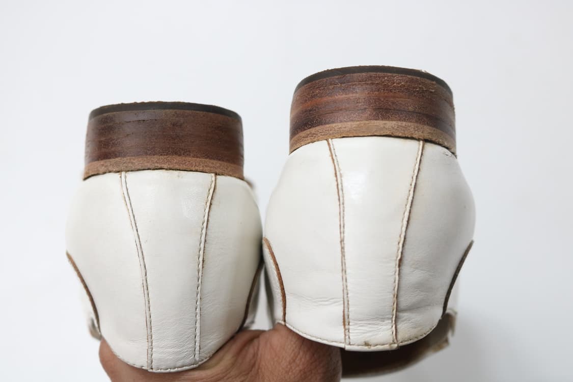 훕데두 빈티지 화이트 레더 포인티드 토 슬립온 로퍼 (42) 상품이미지6