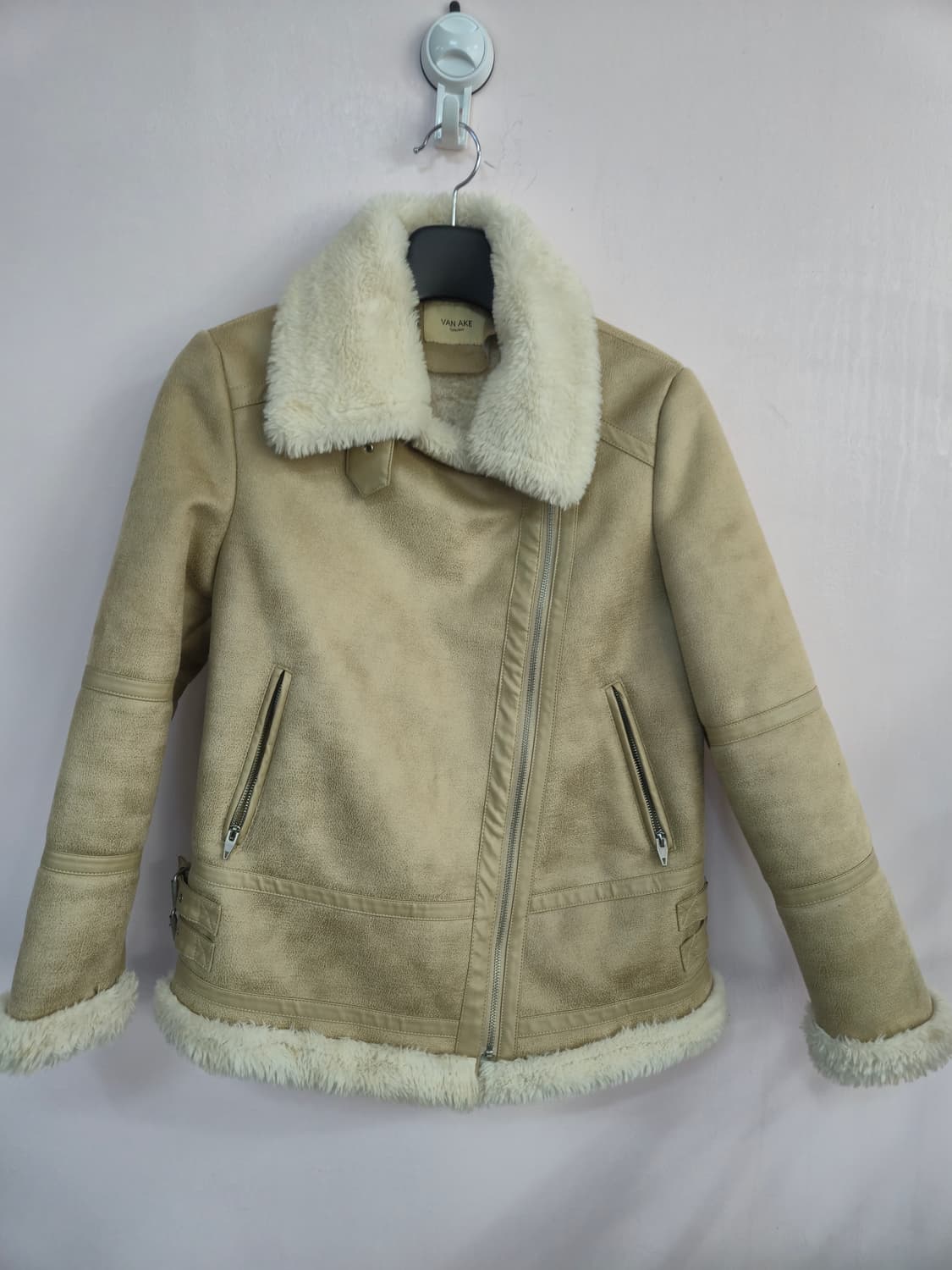 VANAKE 무스탕 라이더 자켓 베이지 상품이미지2