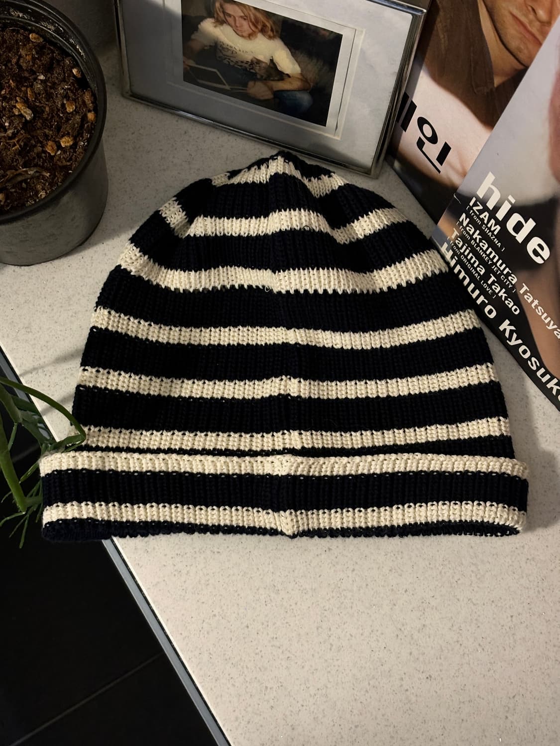 Ca4la 마린 버튼 스트라이프 비니 상품이미지2