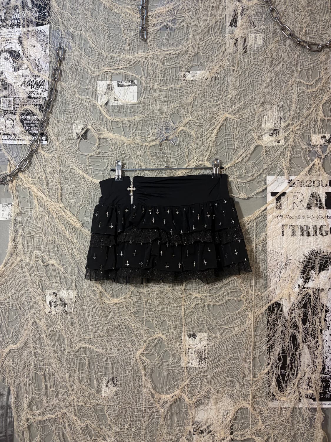 Goth cubic cross Frill mini skirt 상품이미지2
