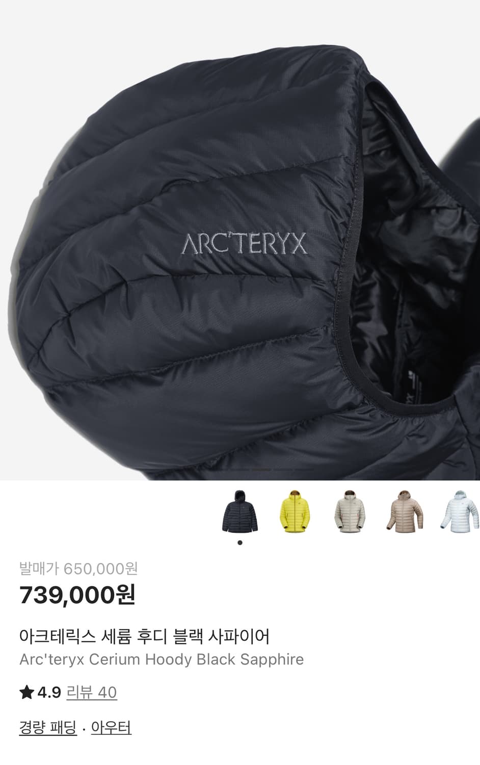 아크테릭스 세륨 후디 패딩 상품이미지4