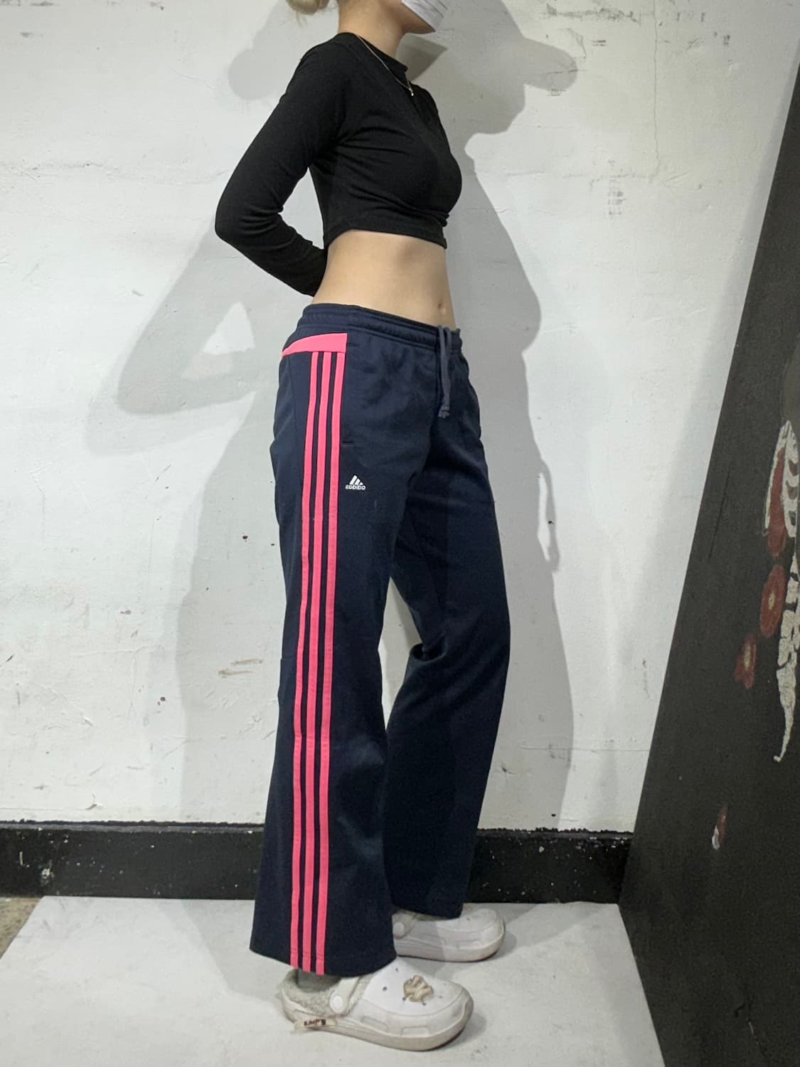 아디다스 네이비 핑크 삼선 와아드 트레이닝 추리닝 팬츠 M  상품이미지1