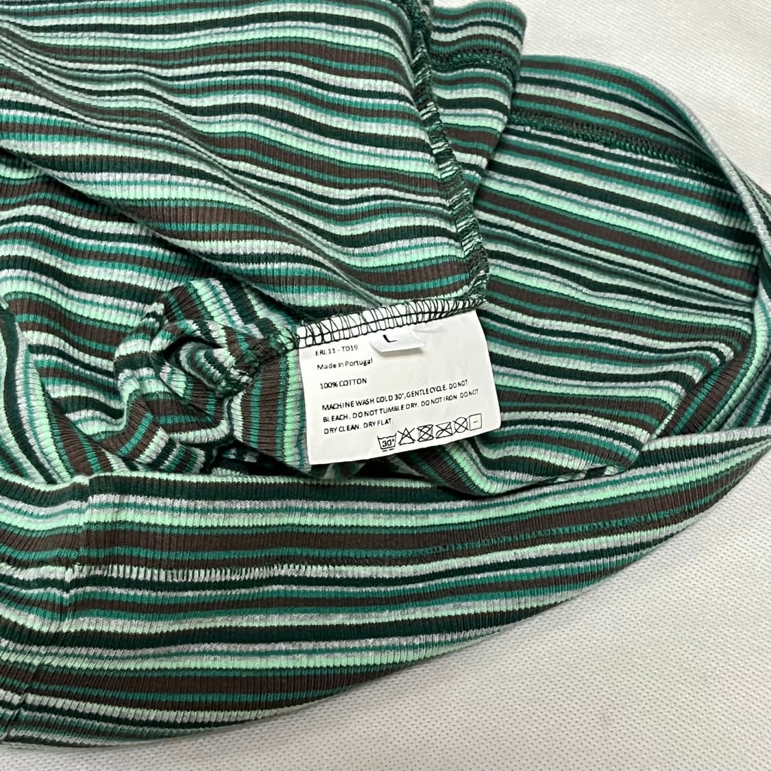 [L]이알엘 ERL 25fw 스트라이프 롱 슬리브리스 탑/그린 상품이미지4