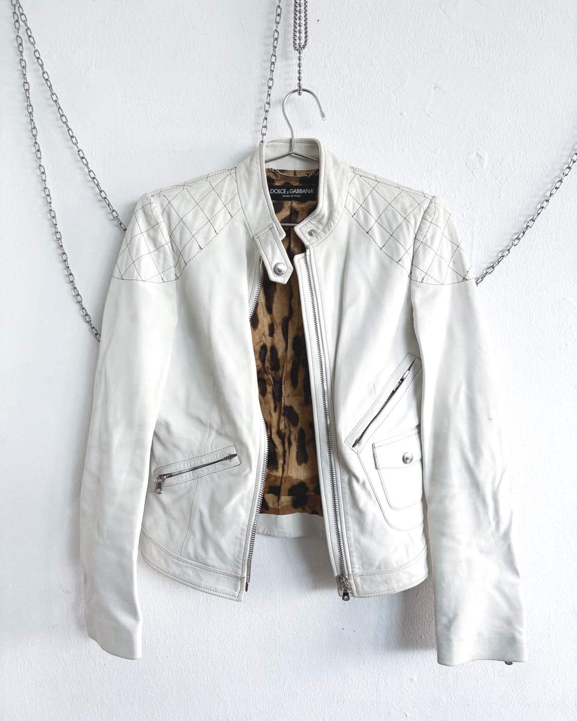 돌체앤가바나 화이트 레더 바이크자켓 상품이미지7