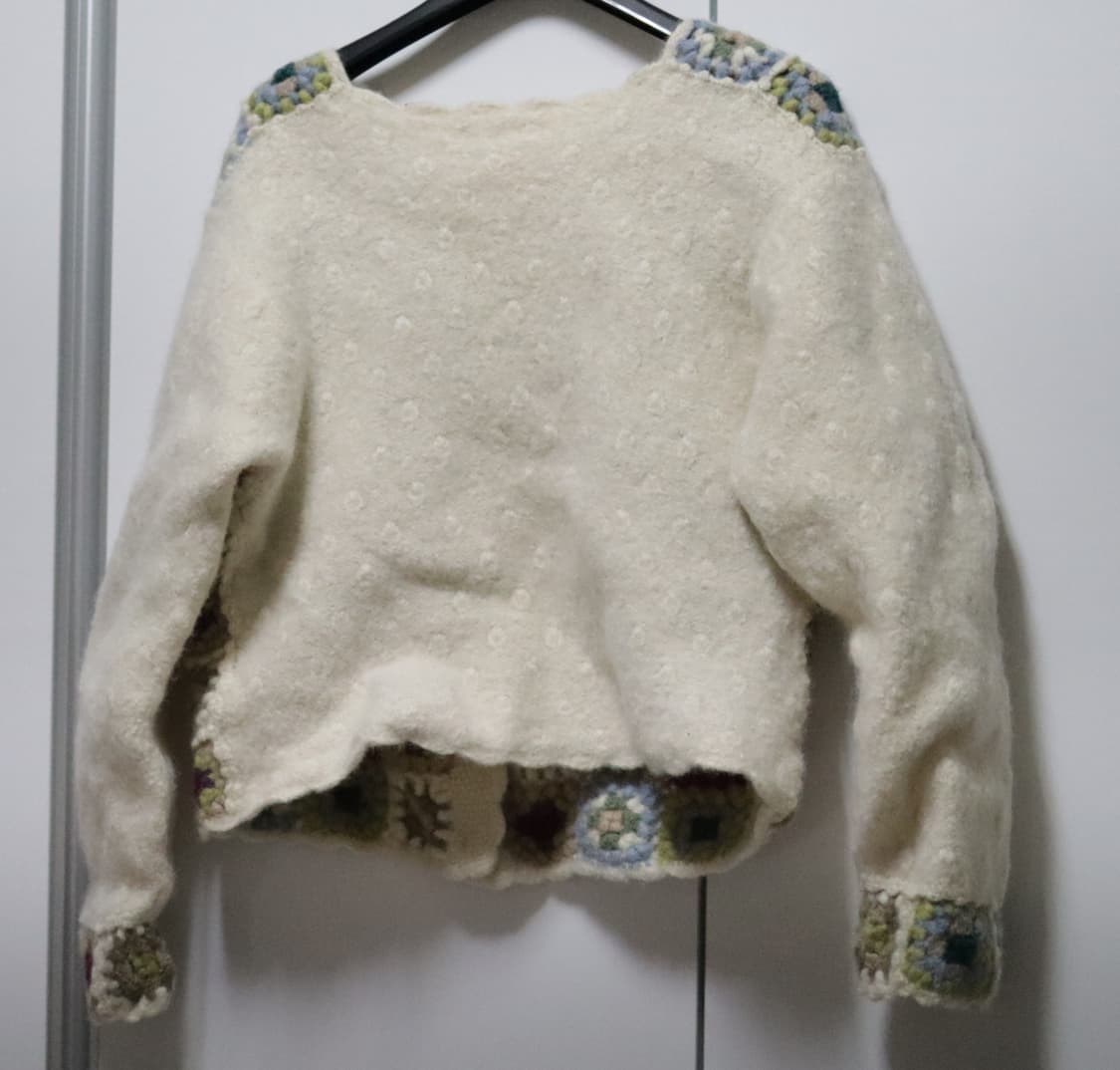 빈티지 울 100 크로셰 크로쉐 꽃 플라워 모티브 입체 니트 가디건 상품이미지2