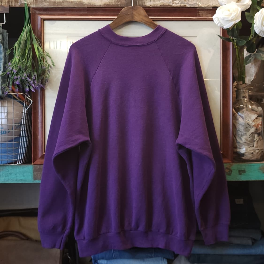 90s 프룻오브더룸 빈티지 스웻셔츠 플레인 스웻셔츠 페이딩 퍼플 xl 상품이미지2