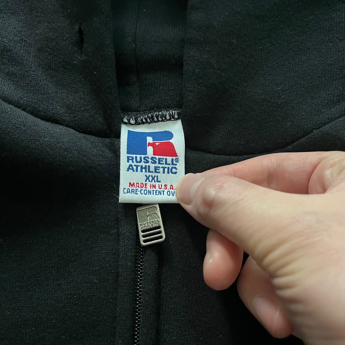 [2XL] 90s 빈티지 러셀 후드집업 블랙 상품이미지2