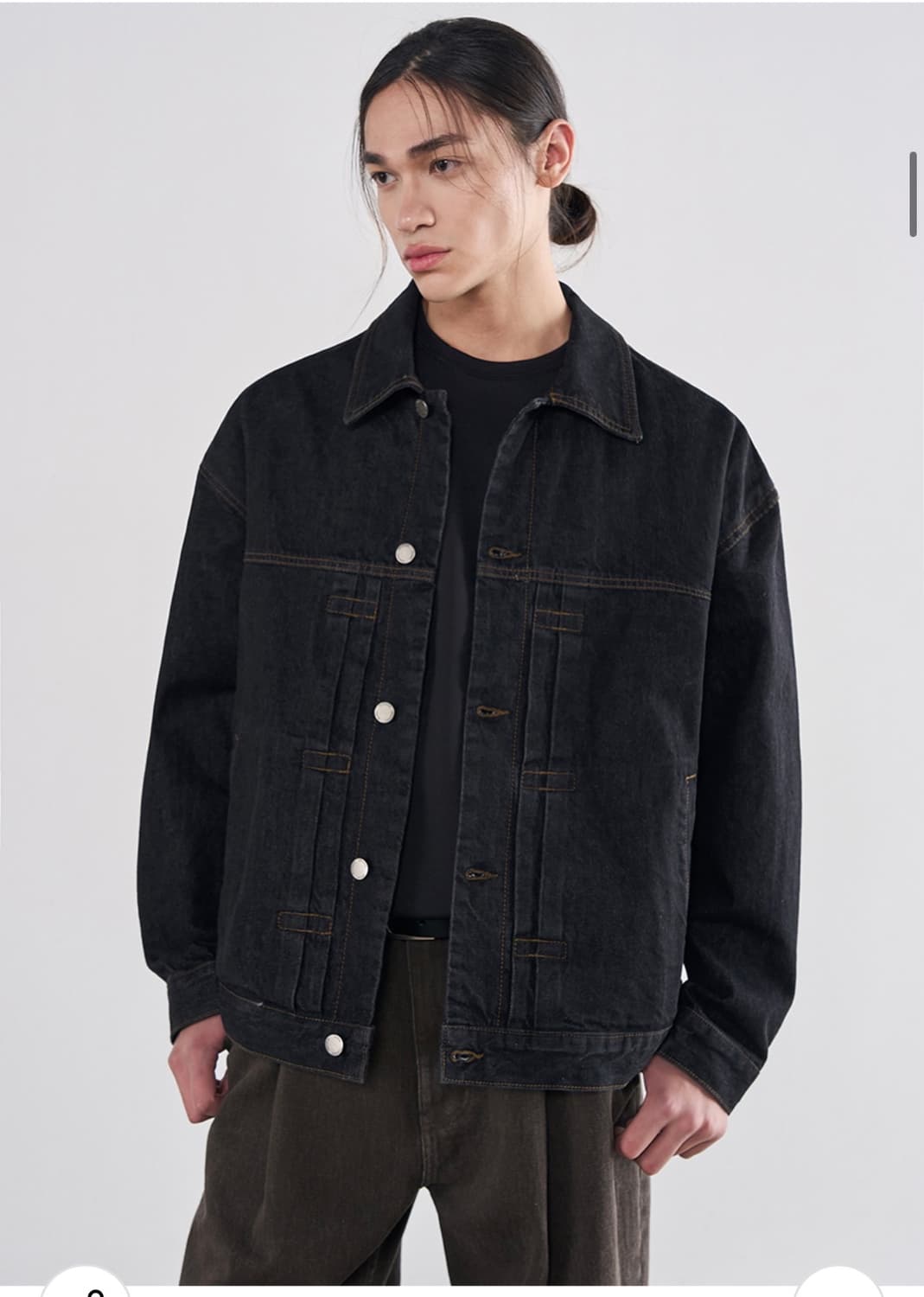 (새상품) (L) 아워데이즈 플리츠 생지 데님 트러커 자켓 [BLACK] 상품이미지3