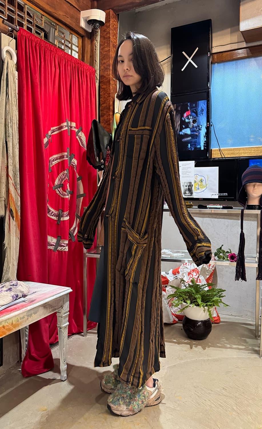 CMMN SWDN 스트라이프 로브 코트 (New) 상품이미지1