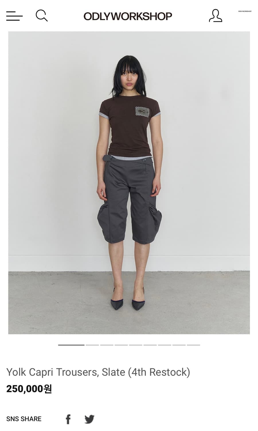 오들리워크샵 Yolk Capri Trousers, Slate s 상품이미지1