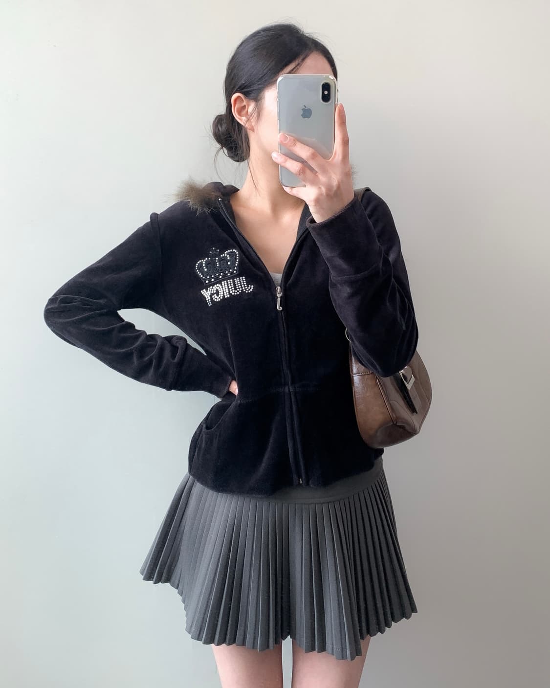 쥬씨 꾸띄르 벨벳 퍼 후드집업 상품이미지2