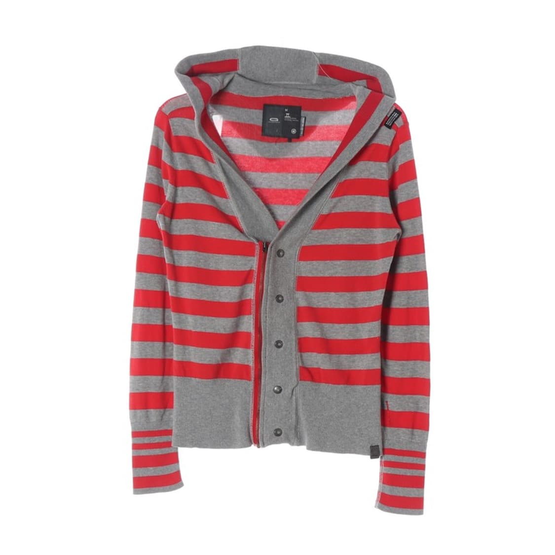 지스타로우 빈티지 레드 단가라 니트 후드 집업 M 상품이미지1