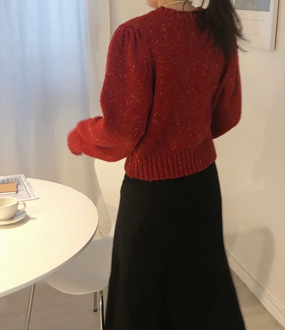 크리스마스 레드 보카시 울 니트 스웨터 연말 상품이미지6