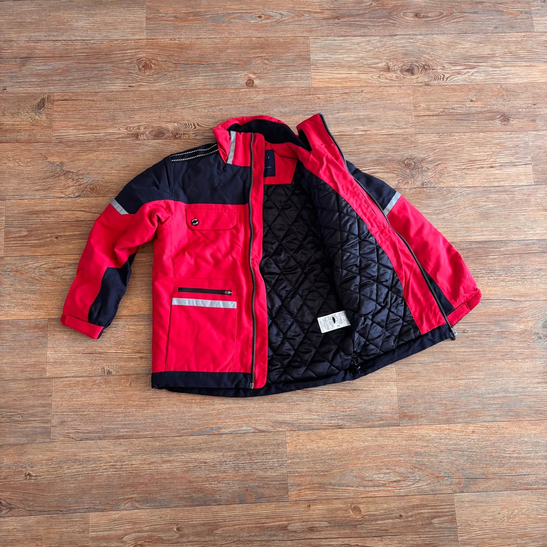 밀레 키즈 120 집업 점퍼 누빔 레드 후드 모자 탈부착 상품이미지1