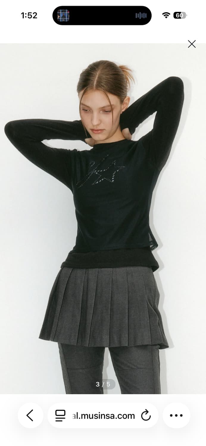 YUSE 유즈 메쉬 레이어드 앙고라 긴팔 상의 아이보리 화이트 흰색 이너 상품이미지4