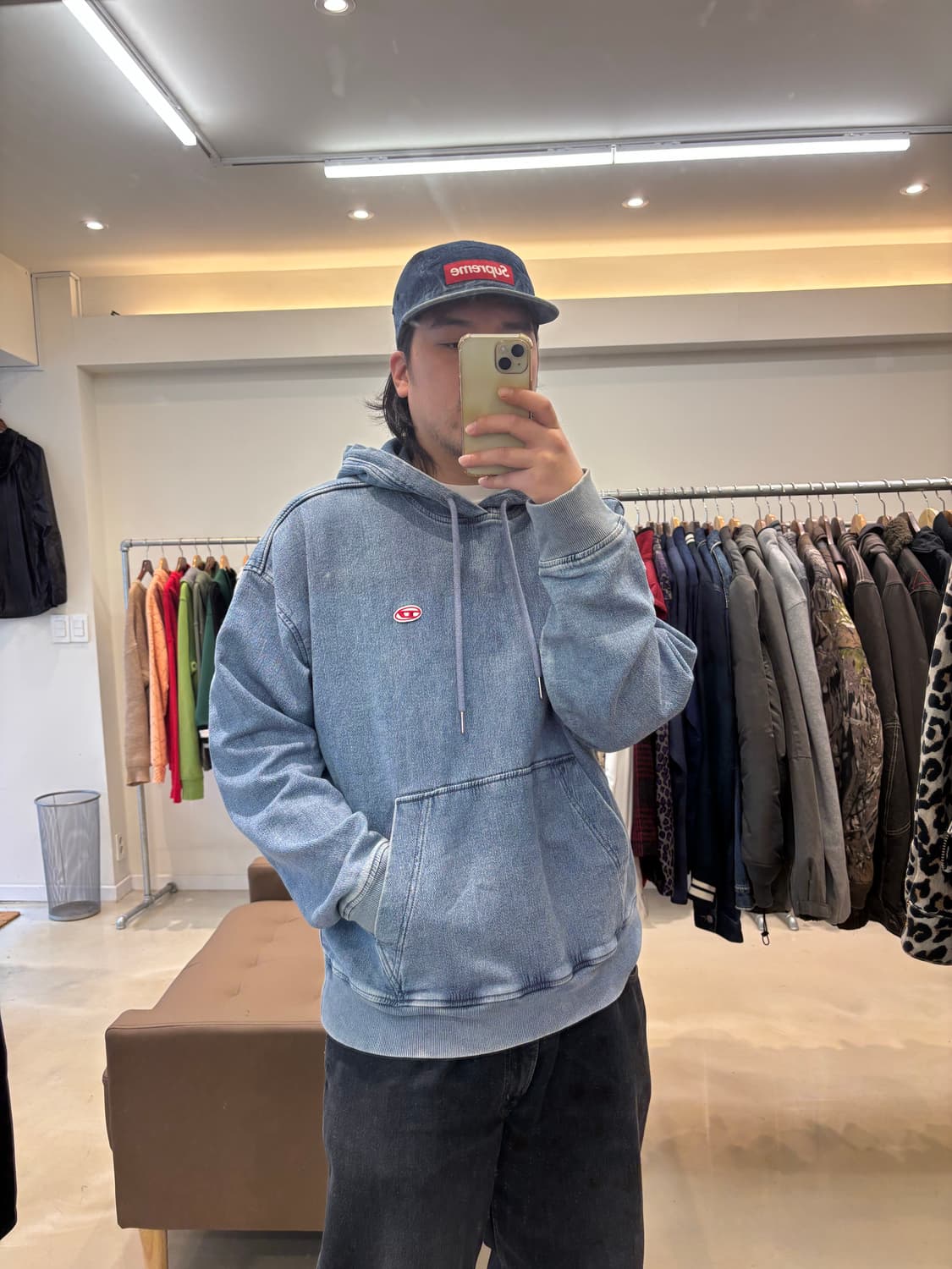 디젤 D-Um-Rib 트랙 데님 후드 라이트블루 상품이미지4