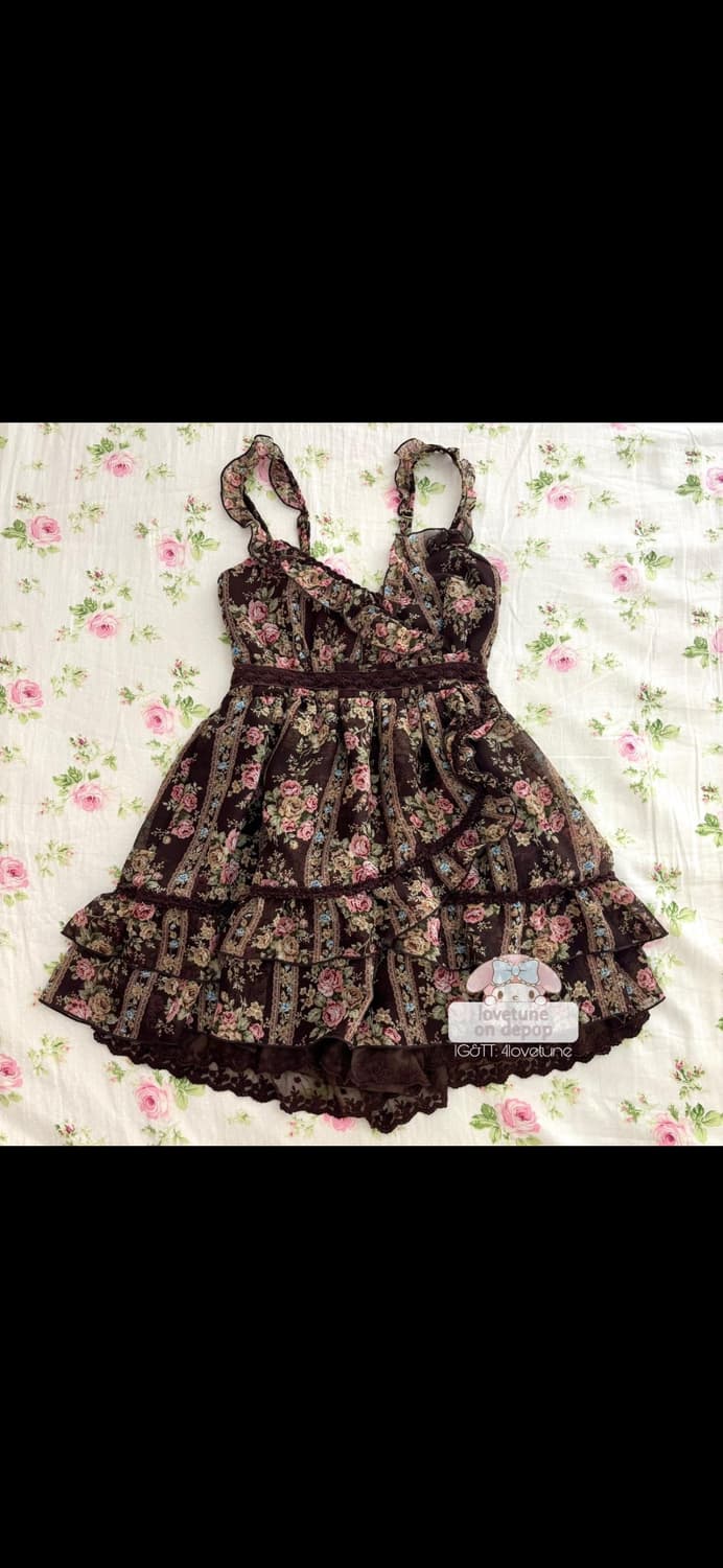 리즈리사 히메카지 브라운 리본 브로치 캐미솔 원피스 상품이미지2