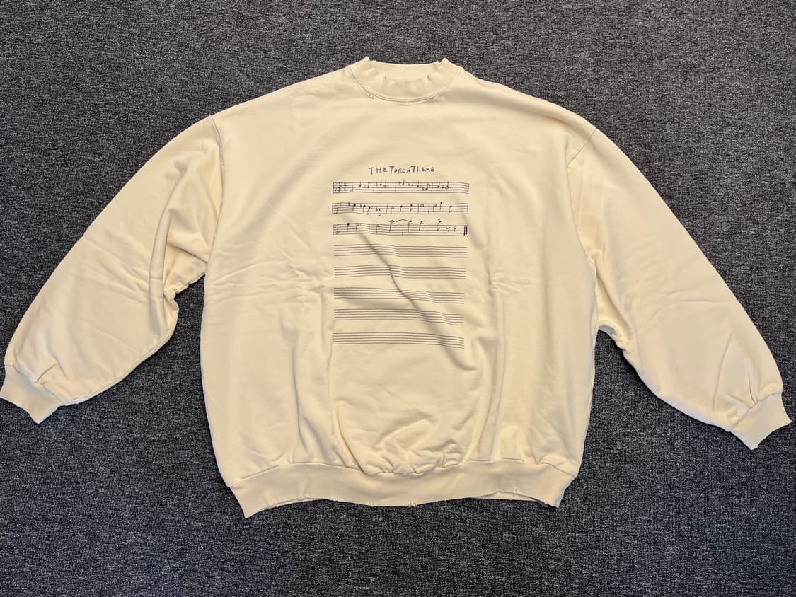 [100~105] 발렌시아가 악보 프린팅 맨투맨티 새제품 1  상품이미지1